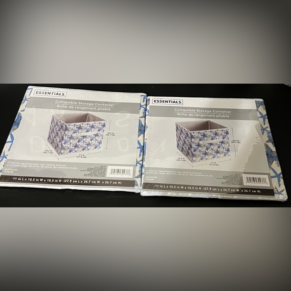 New Set of 2 Closet Essentials Collapsible Storage Containers Starfish Pattern - Picture 10 of 15